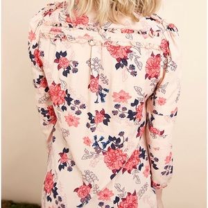 Floral Pink and Blue Women's Blouse